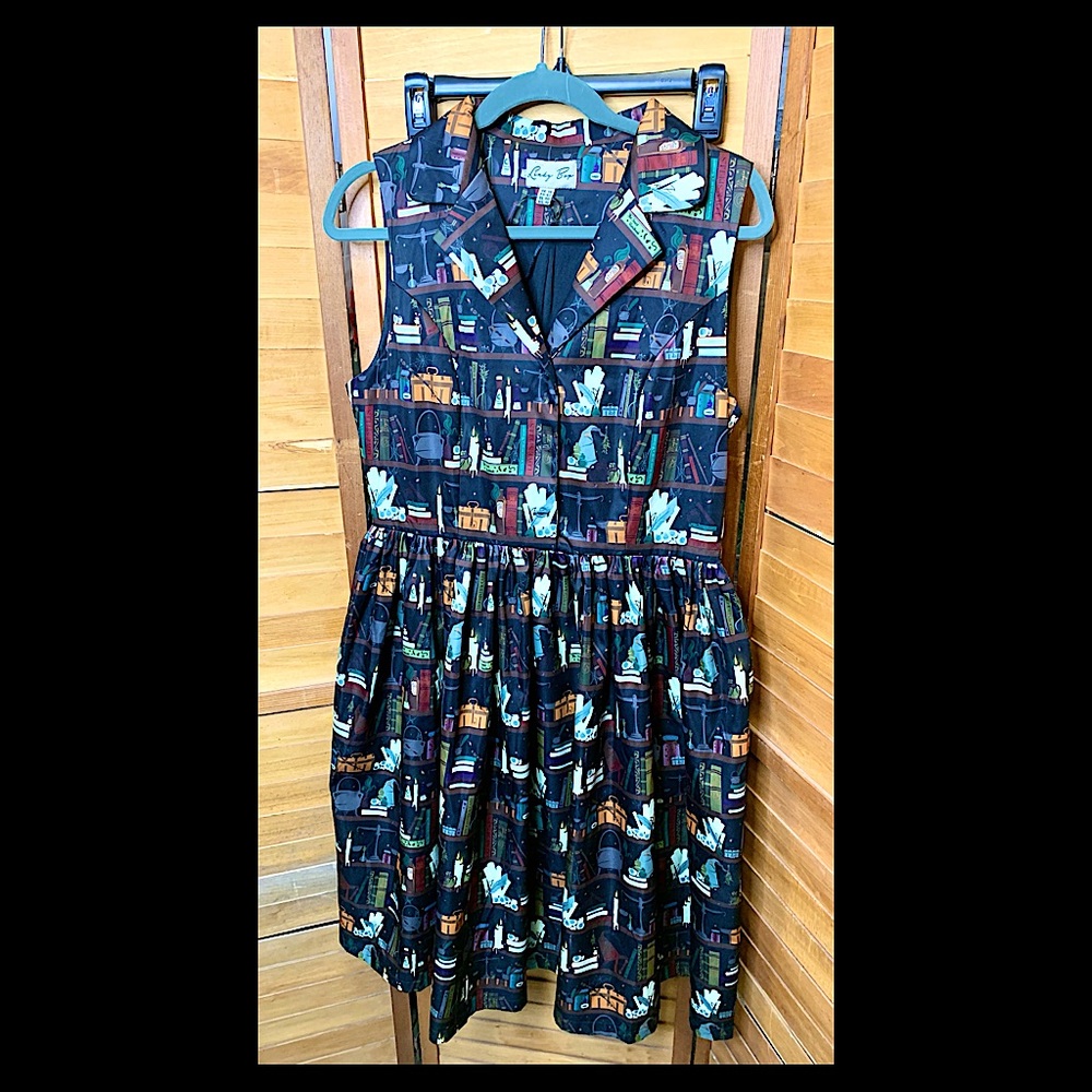 Pinup Witchy Bookshelf Lindy Bop Dress